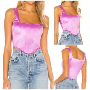 Superdown Catey Corset Top Womens S Lilac Boned Bodice Sleeveless Blouse Revolve